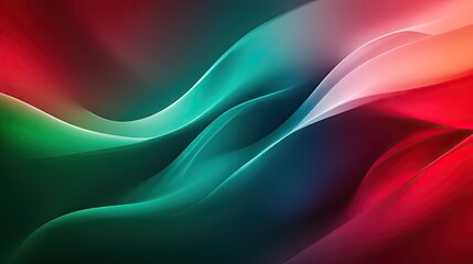 Obraz premium A mesmerizing blend of red, green, and blue in a flowing abstract pattern, with smooth gradients and glowing highlights.