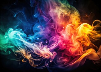 Obraz premium Mystical photography: colored lights illuminate swirling vintage smoke, a dreamlike scene.