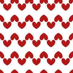 seamless pattern features rows of red hearts on a white background, creating a romantic and charming design perfect for Valentine's Day or love-themed decorations