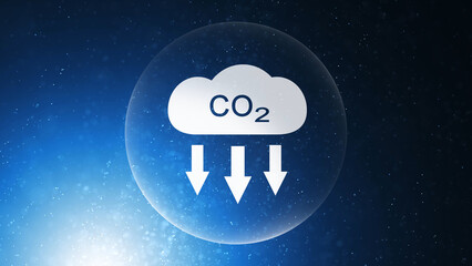 Blue carbon dioxide icon cloud illustration background.