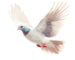 Obraz premium Pigeon Soaring Gracefully Against a Pure White Canvas