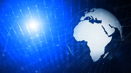 Earth sphere digital cyberspace network data illustration.