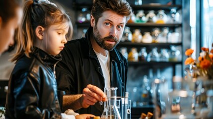 Engaging science teachers leading exciting experiments for curious students in a dynamic classroom