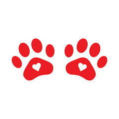 Paw love icon or logo, isolated on white background. simple and modern icon or logo.