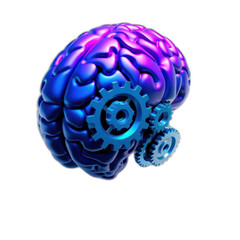Human brain with gears, intellect, thinking, problem-solving, potential, cognitive function, website banner.