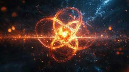 Abstract glowing orange and blue energy rings in space.