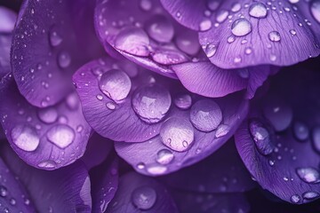 Vibrant Purple Crocuses Drenched in Raindrops, Showcasing Nature's Beauty in Full Bloom During Spring Outdoors