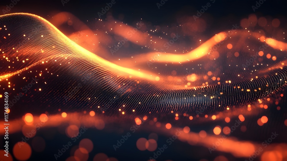 Poster depth filled symmetrical waveform reflections with captivating shimmering sparkle and rhythmic blend