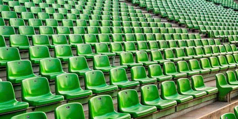 Fototapeta premium Empty Green Numbered Stadium Seats: Minimalist Photography