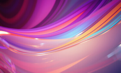 Colorful abstract glass waves create vibrant and dynamic visual experience, showcasing blend of purple, pink, and blue hues that evoke sense of movement and energy