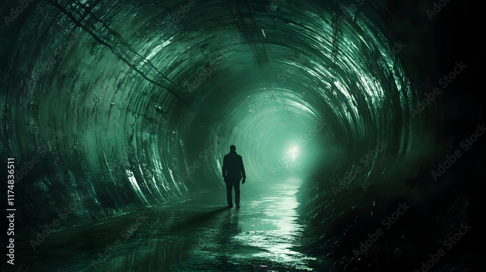 Poster Pulsating perspectives in a tunnel glowing with streaks blending gradient illumination and vortex depth creating a surreal mystical