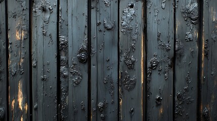 Obraz premium Weathered Wood Texture: A close-up view of an old, weathered wooden surface. The dark grey planks, with their chipped paint and natural imperfections, offer a rustic and timeless appeal.