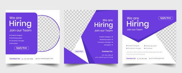 For the position of social media post banner design template in red, we are hiring. A position as a square web banner designer is open. notice of a vacancy in the workforce. isolated illustration
