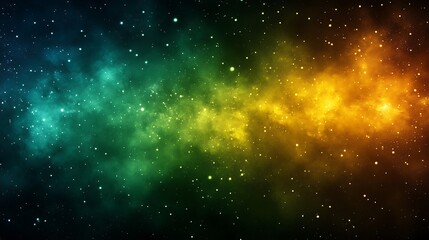 Cosmic Canvas: A vibrant nebula explodes across the celestial expanse, awash in hues of emerald, gold, and sapphire. Thousands of stars twinkle in the dark background.