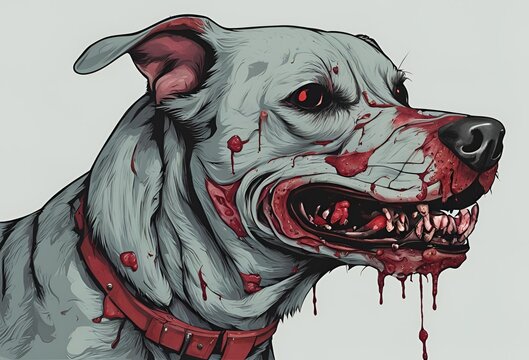 血のついた怖い犬のイラスト
