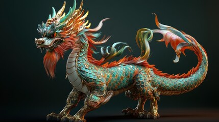 Fototapeta premium Majestic Dragon Costume with Detailed Pattern