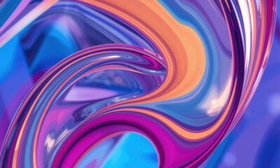 Colorful abstract swirl with vibrant hues of purple, orange, and blue, creating dynamic and fluid visual effect that captivates viewer attention