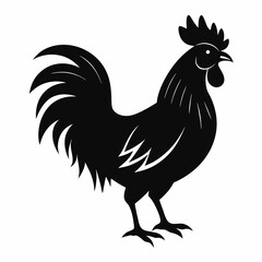 Rooster Black Silhouette Vector Art on White Background