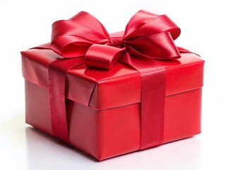 Obraz premium Festive Red Gift Box with Bow - Holiday & Birthday Gift Packaging