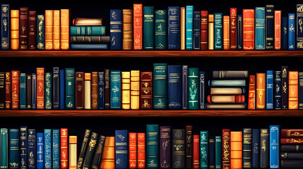 Ornate Bookshelf with Timeless Volumes