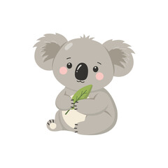 Cute cartoon koala bear isolated on white background  © Zhanna