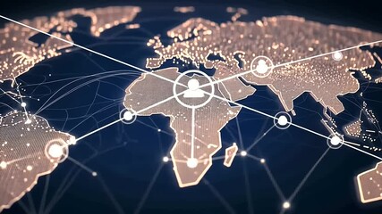 Abstract Neon Pathways Connecting Global Business Locations