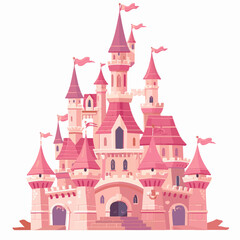 Vector illustration fairytale princess castle, illustration for a book, postcard