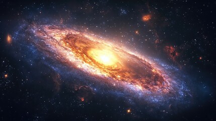 Fototapeta premium A vibrant spiral galaxy shines brightly in deep space