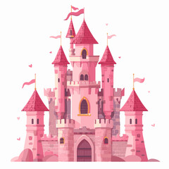 Obraz premium Vector illustration fairytale princess castle, illustration for a book, postcard