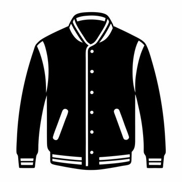 recommend clip art: Simple Varsity Jacket Black Silhouette Vector on White Background
