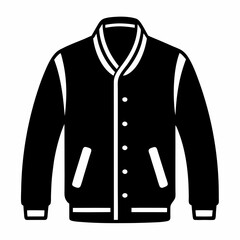 Simple Varsity Jacket Black Silhouette Vector on White Background