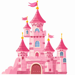 Vector illustration fairytale princess castle, illustration for a book, postcard