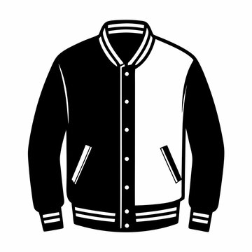 recommend clip art: Simple Varsity Jacket Black Silhouette Vector on White Background