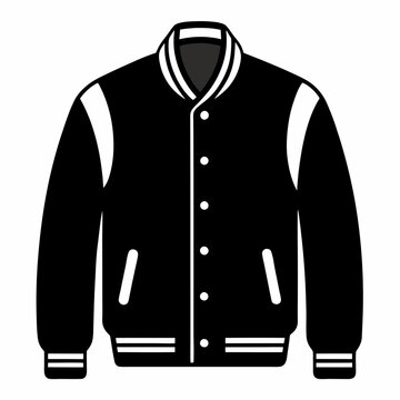recommend clip art: Simple Varsity Jacket Black Silhouette Vector on White Background