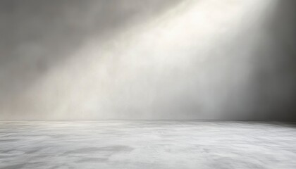 Fototapeta premium Light Beam Illuminates Empty Grey Room Floor And Wall