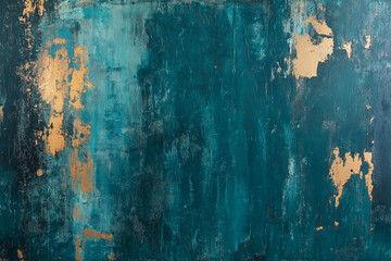 Teal Metallic Texture with Paint Streaks and Grunge Dust Patterns on a Distressed Background for Design Inspiration. Generative Ai