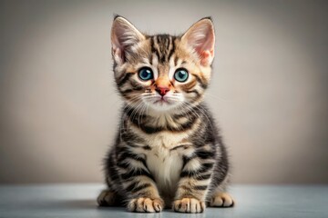 Fototapeta premium American Shorthair Kitten Studio Photography, Cute Cat Photo, Copy Space Image, Pet Portrait