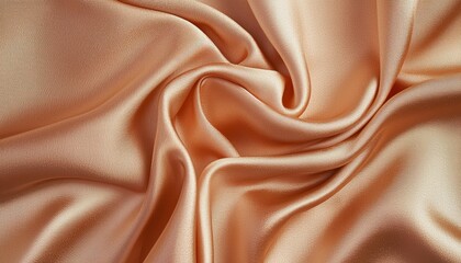 Fototapeta premium Draped Peach Satin Fabric Showing Soft Texture and Waves