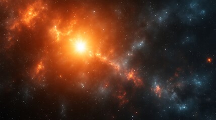 Obraz premium Cosmic Nebula with Bright Star and Gaseous Clouds