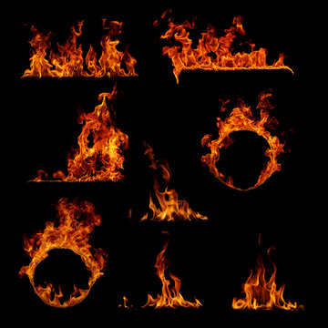 Fire collection on black background