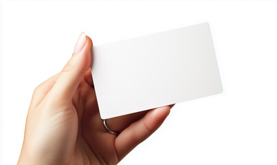 Obraz premium A hand holding a blank paper of name card