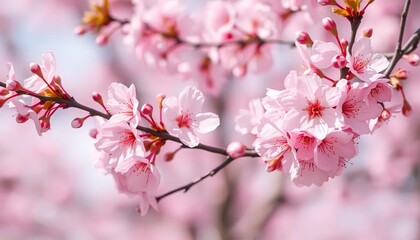 Naklejka premium Delicate Pink Cherry Blossoms Branching Out