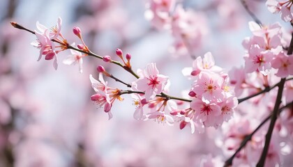 Fototapeta premium Delicate Pink Cherry Blossoms Branching Out Beautifully