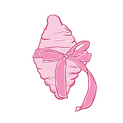 Hand drawn cute croissants and pink bow clip art, croissants vector, sketch croissants