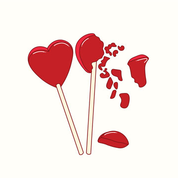 red heart lollipops on white background clip art preview