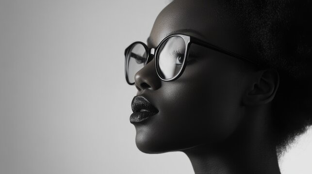 Woman with glasses and black lipstick