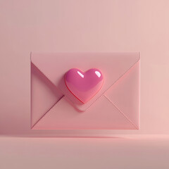 A cute pink envelope sealed with a heart-shaped sticker. The flat, cartoon-inspired illustration style combines simplicity and charm, set against a clean white background for versatility.