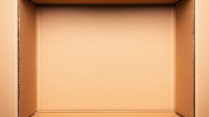 Fototapeta premium Empty Cardboard Box with Brown Interior in Minimalist Style
