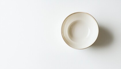 Empty White Bowl on White Surface Background