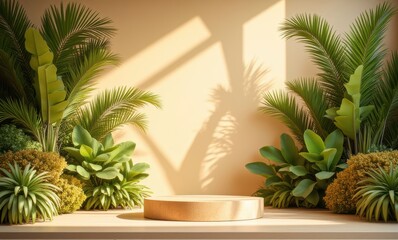 Lush green plants on a warm backdrop